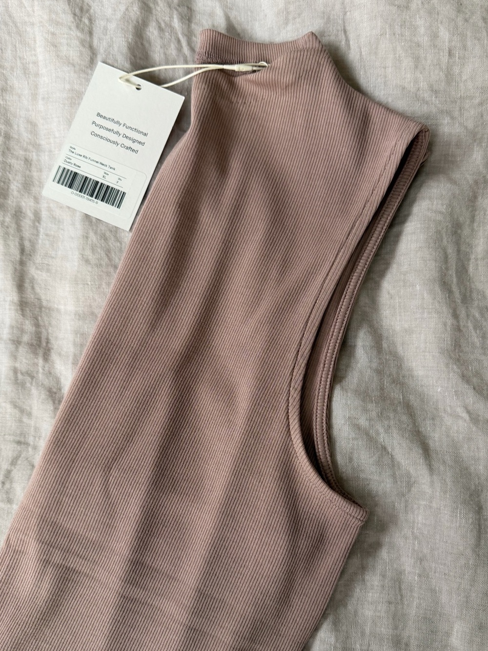 Everlane Sleeveless Mock Neck Rib Tank Top - Mauve